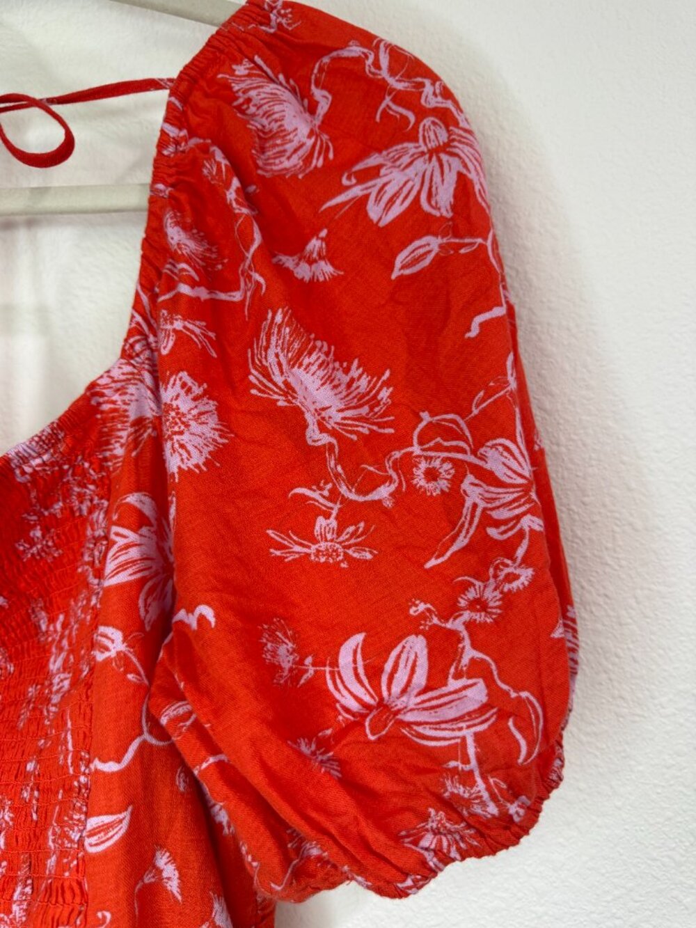 Ava & Viv Floral Puff Sleeve Blouse Red White 100% Cotton Women's XXL - Picture 8 of 8